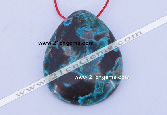 NGP185 30*38mm flat teardrop chrysocolla gemstone pendant jewelry