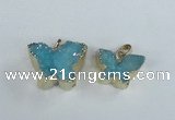 NGP1851 15*20mm - 18*25mm butterfly druzy agate gemstone pendants