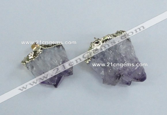 NGP1859 20*25mm - 30*40mm nuggets druzy amethyst pendants