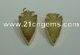 NGP1872 20*30mm - 25*50mm arrowhead druzy agate gemstone pendants