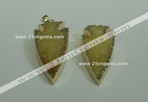 NGP1872 20*30mm - 25*50mm arrowhead druzy agate gemstone pendants