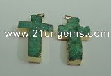 NGP1877 30*45mm - 32*50mm cross druzy agate gemstone pendants