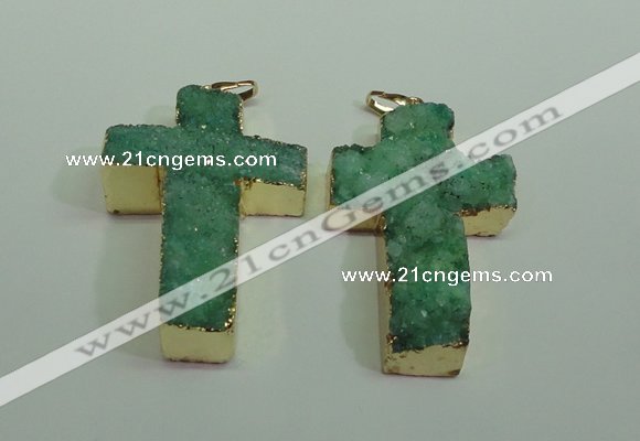 NGP1877 30*45mm - 32*50mm cross druzy agate gemstone pendants