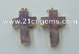 NGP1878 30*45mm - 32*50mm cross druzy agate gemstone pendants