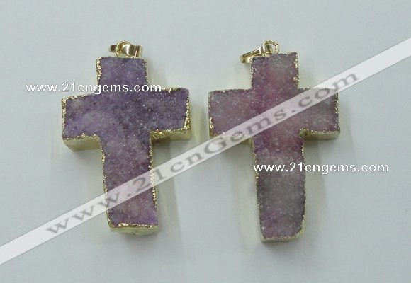 NGP1878 30*45mm - 32*50mm cross druzy agate gemstone pendants