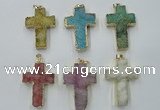 NGP1879 30*45mm - 32*50mm cross druzy agate gemstone pendants