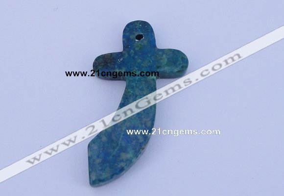 NGP190 28*52mm cross lapis & chrysocolla gemstone pendant jewelry