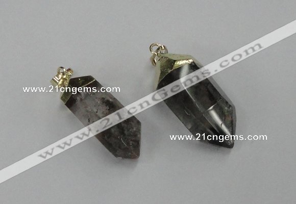 NGP1903 13*30mm - 15*38mm faceted nuggets green phantom quartz pendants