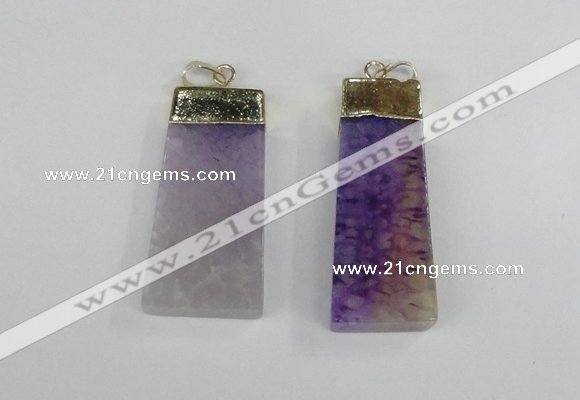 NGP1907 18*40mm - 20*50mm trapezoid agate gemstone pendants