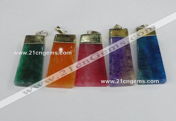 NGP1910 18*40mm - 20*50mm trapezoid agate gemstone pendants