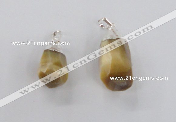 NGP1915 14*30mm - 15*35mm faceted nuggets golden tiger eye pendants