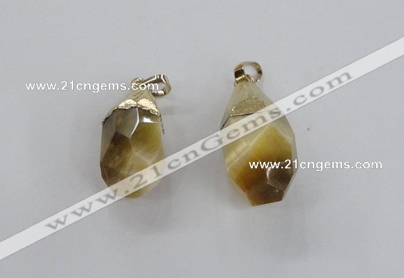 NGP1916 14*30mm - 15*35mm faceted nuggets golden tiger eye pendants