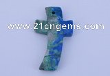 NGP192 31*52mm cross lapis & chrysocolla gemstone pendant jewelry