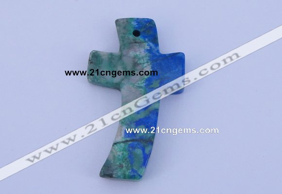 NGP192 31*52mm cross lapis & chrysocolla gemstone pendant jewelry