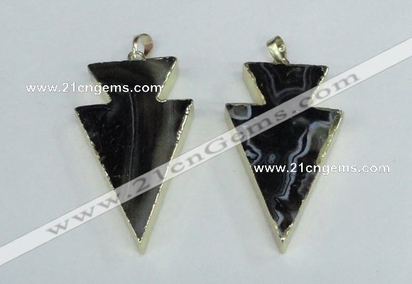 NGP1923 28*50mm - 30*55mm arrowhead agate gemstone pendants