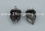 NGP1937 18*35mm - 20*40mm faceted nuggets smoky quartz pendants