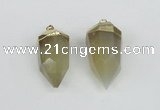 NGP1938 18*35mm - 20*40mm faceted nuggets yellow phantom quartz pendants