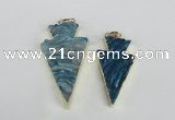 NGP1942 20*38mm - 25*45mm arrowhead druzy agate gemstone pendants