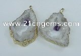 NGP1950 30*40mm - 45*55mm freeform druzy agate & amethyst pendants