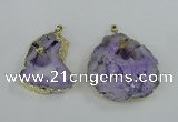 NGP1951 30*40mm - 45*55mm freeform druzy agate & amethyst pendants