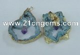 NGP1954 30*40mm - 45*55mm freeform druzy agate & amethyst pendants