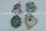 NGP1956 30*40mm - 45*55mm freeform druzy agate & amethyst pendants