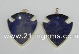 NGP1961 47*57mm arrowhead agate gemstone pendants wholesale