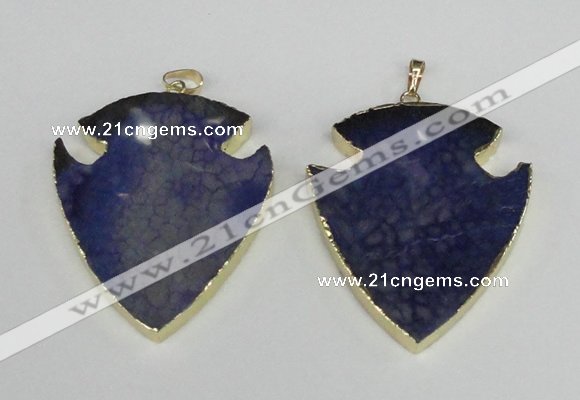 NGP1961 47*57mm arrowhead agate gemstone pendants wholesale