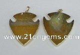 NGP1963 47*57mm arrowhead agate gemstone pendants wholesale