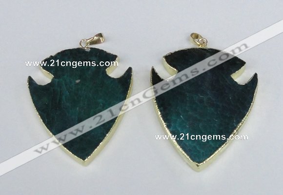 NGP1965 47*57mm arrowhead agate gemstone pendants wholesale