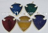 NGP1966 47*57mm arrowhead agate gemstone pendants wholesale