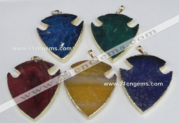 NGP1966 47*57mm arrowhead agate gemstone pendants wholesale