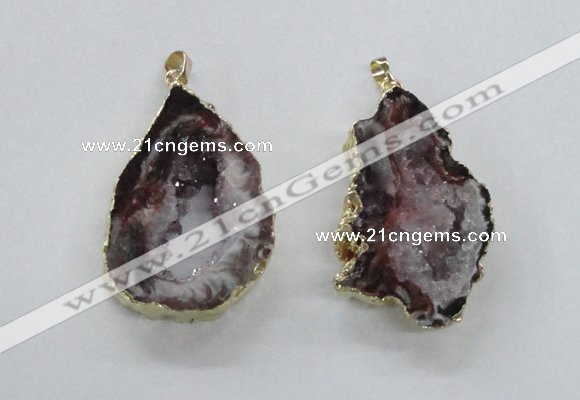 NGP1969 25*40mm - 30*50mm freeform druzy agate gemstone pendants