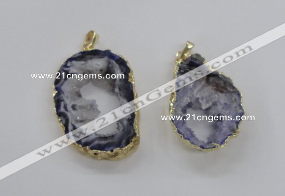 NGP1970 25*40mm - 30*50mm freeform druzy agate gemstone pendants