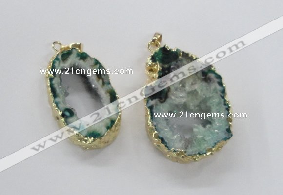 NGP1972 25*40mm - 30*50mm freeform druzy agate gemstone pendants