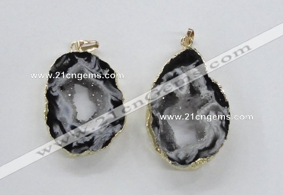 NGP1973 25*40mm - 30*50mm freeform druzy agate gemstone pendants