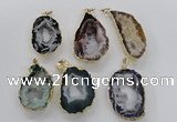 NGP1974 25*40mm - 30*50mm freeform druzy agate gemstone pendants