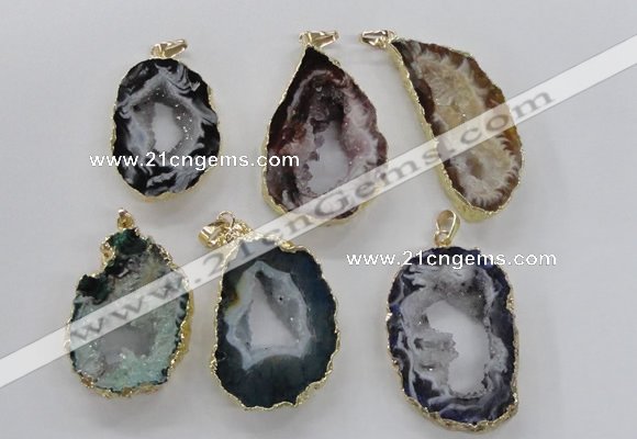 NGP1974 25*40mm - 30*50mm freeform druzy agate gemstone pendants