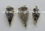 NGP1987 15*40mm - 20*50mm arrowhead druzy agate pendants