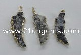 NGP1988 15*40mm - 20*50mm wing-shaped druzy agate pendants