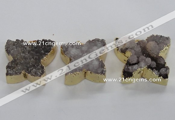 NGP1991 30*35mm - 35*40mm butterfly druzy agate pendants