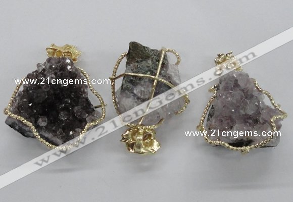 NGP1992 35*40mm - 40*45mm freeform druzy amethyst pendants