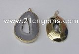 NGP1994 35*45mm - 40*50mm freeform plated druzy agate pendants