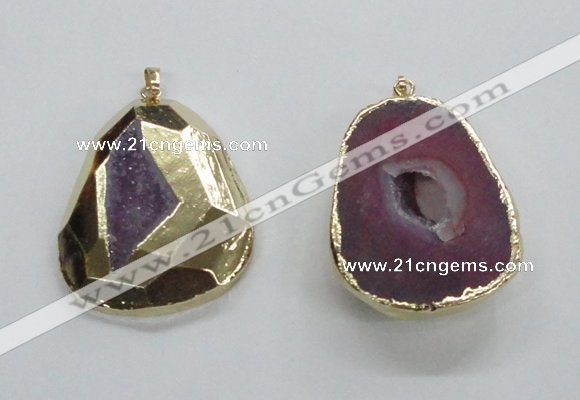 NGP1996 35*45mm - 40*50mm freeform plated druzy agate pendants