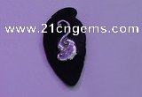NGP2000 22*45mm carved silver plated matte black obsidian pendants