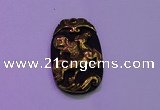 NGP2004 22*35mm carved gold plated matte black obsidian pendants