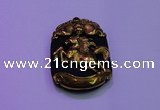 NGP2007 30*40mm carved gold plated matte black obsidian pendants