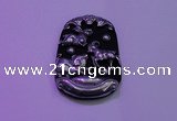 NGP2012 38*55mm carved silver plated matte black obsidian pendants