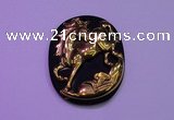 NGP2016 38*45mm carved gold plated matte black obsidian pendants