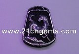 NGP2018 38*52mm carved silver plated matte black obsidian pendants